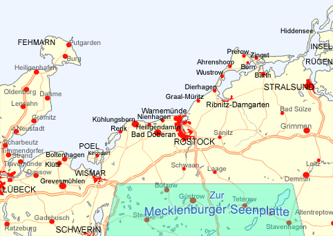 Karte der
                  Ostseekste Mecklenburg - Vorpommern